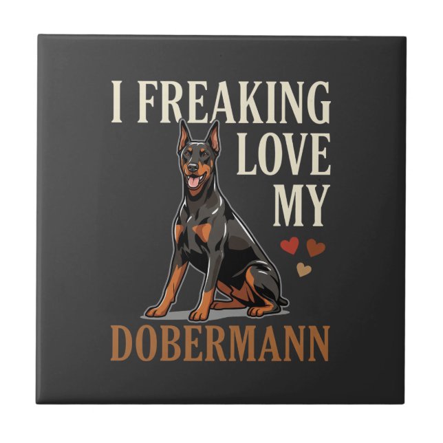 Azulejo De Cerâmica Amor Dobermann Amante de Cachorro (Frente)