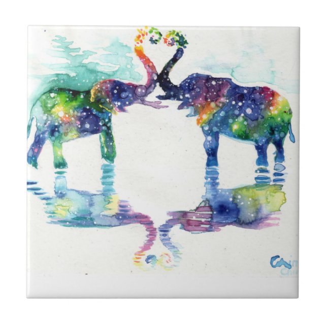 Azulejo De Cerâmica Amor elefante (Frente)