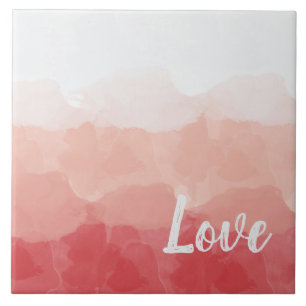Azulejo De Cerâmica Amor em Aquarela Rosa