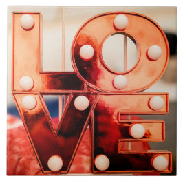 Azulejo De Cerâmica AMOR (Grande Letra Vermelha)