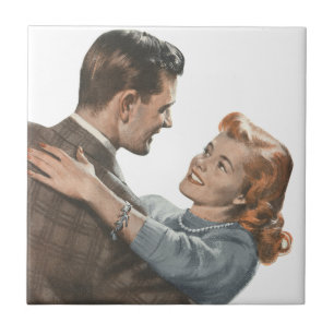 Azulejo De Cerâmica Amor Romântico Vintage Recém-casados Vamos Dançar?