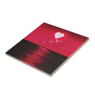 Azulejo De Cerâmica Amor Sunset - Romântico - Vermelho Negro - Person