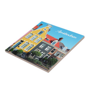 Azulejo De Cerâmica Amsterdã Holanda Casas Viagem lembrança