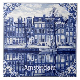 Azulejo De Cerâmica Amsterdam canal Delft Blue style Ceramic Tile