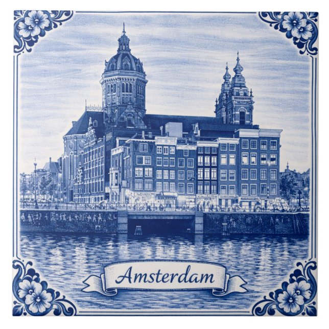 Azulejo De Cerâmica Amsterdam Delft Blue style ceramic tile (Frente)