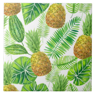Azulejo De Cerâmica Ananás e folhas tropicais