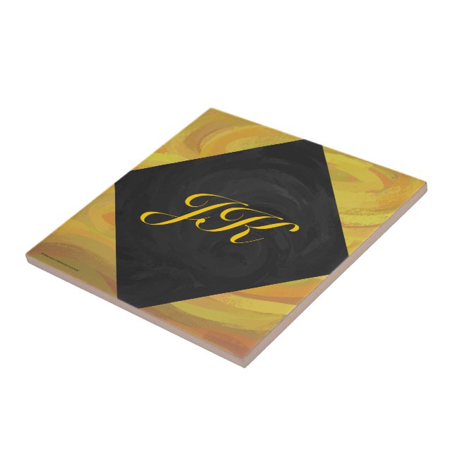 Azulejo De Cerâmica Ananás e Monograma Negro (Lateral)