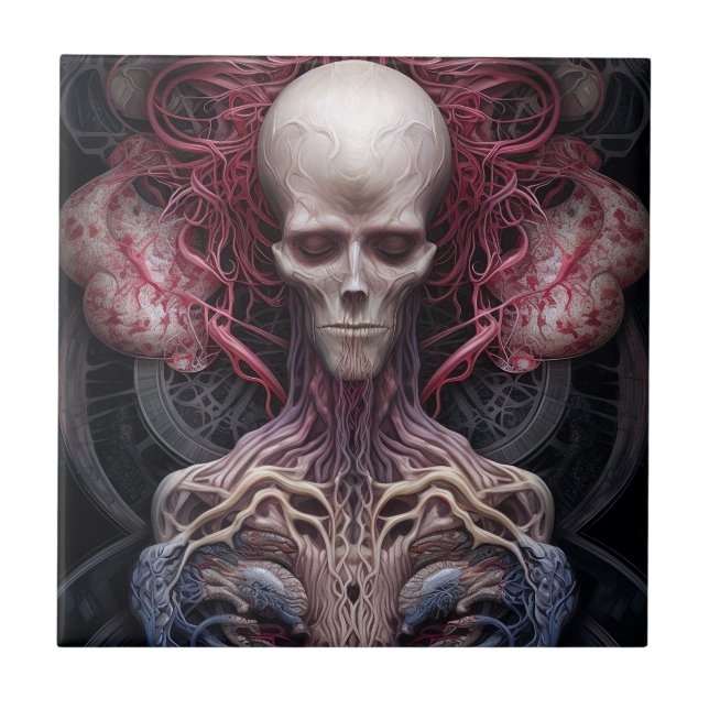 Azulejo De Cerâmica Anatomia Surreal Horror Arte Sci-Fi (Frente)