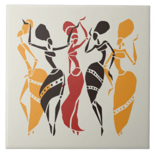 Azulejo De Cerâmica Ancestrais africanos ilustrados