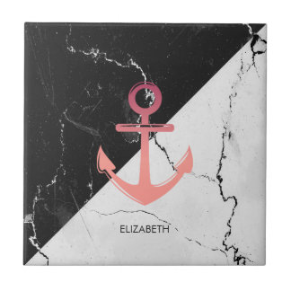 Azulejo De Cerâmica Âncora branca e esbranquiçada