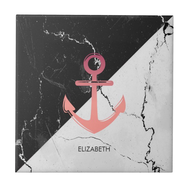 Azulejo De Cerâmica Âncora branca e esbranquiçada (Frente)