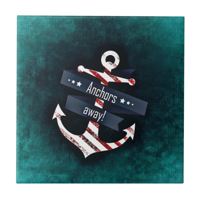 Azulejo De Cerâmica Âncora de barcos náuticos (Frente)