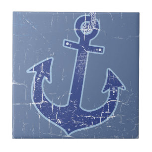 Azulejo De Cerâmica âncora de marinheiro azul
