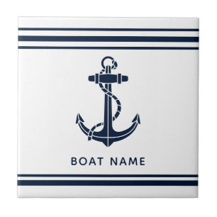 Azulejo De Cerâmica Âncora de Navio Azul Náutico Nome do Barco Persona