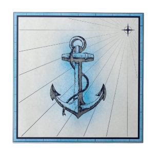 Azulejo De Cerâmica Âncora de Navios Náuticos Vintage