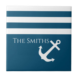Azulejo De Cerâmica Âncora e faixas mínimas náuticas