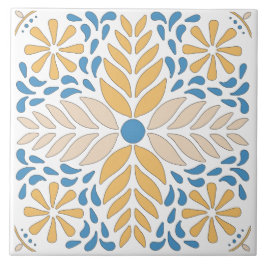 Azulejo De Cerâmica Andalouse Laranja Azul Rosa Floral Mediterrâneo