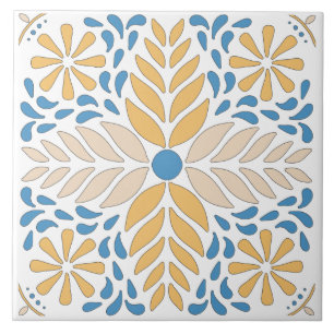 Azulejo De Cerâmica Andalouse Laranja Azul Rosa Floral Mediterrâneo