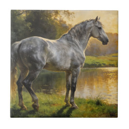 Azulejo De Cerâmica Andalusian Stallion by the Lake