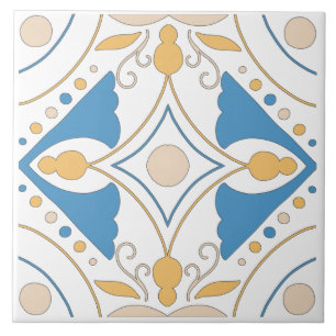 Azulejo De Cerâmica Andaluz Laranja Azul Rosa Floral Mediterrâneo