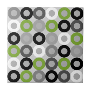 Azulejo De Cerâmica Anéis Geométricos Retro Verde Cinza Preto Meados d