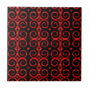 Azulejo De Cerâmica Anéis Pretos Distintivos (Em Vermelho)