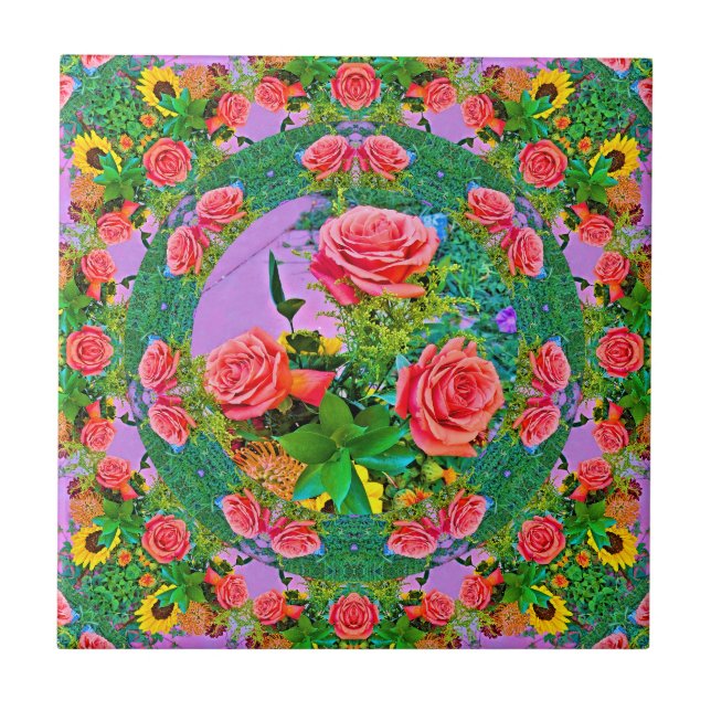 Azulejo De Cerâmica Anéis Rosa Rosa Rosa Rosa Rosa Rosa (Frente)