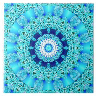 Azulejo De Cerâmica Anel azul do anjo do gelo, mandala abstrata