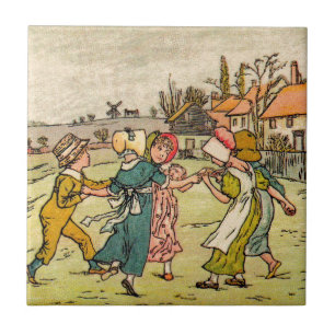 Azulejo De Cerâmica Anel de Kate Greenaway em torno do Rosey