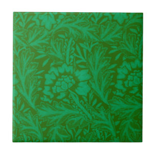 Azulejo De Cerâmica Anemone em Forest Green, um padrão William Morris