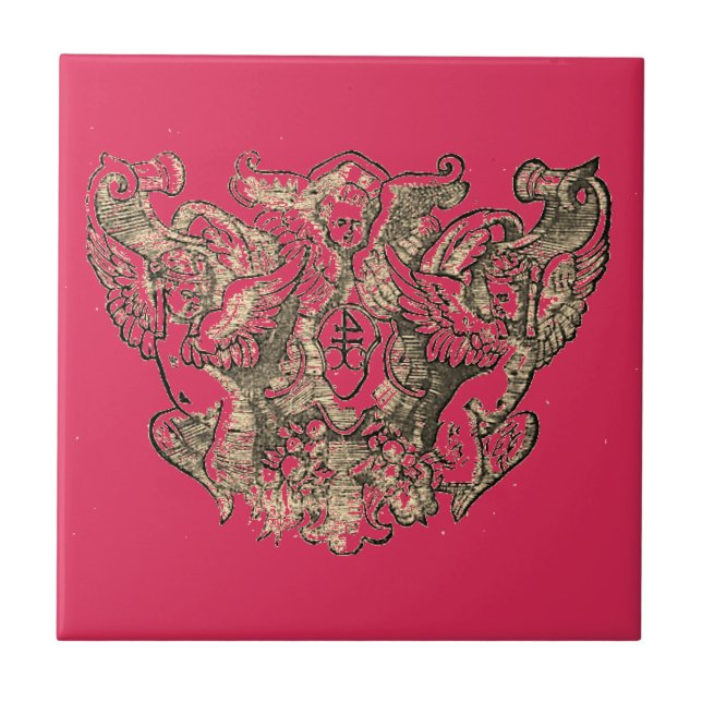 Azulejo De Cerâmica Angel – Coat of arms – Emblem pink (Frente)