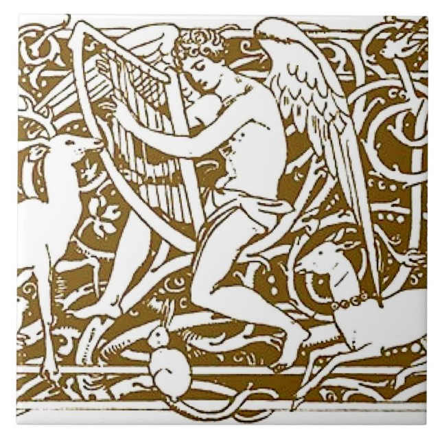 Azulejo De Cerâmica Angel com Harp (Frente)