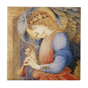 Azulejo De Cerâmica Angel Playing a Flageolet (por Edward Burne-Jones)