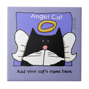 Azulejo De Cerâmica Angel Tuxedo Cat Personalize