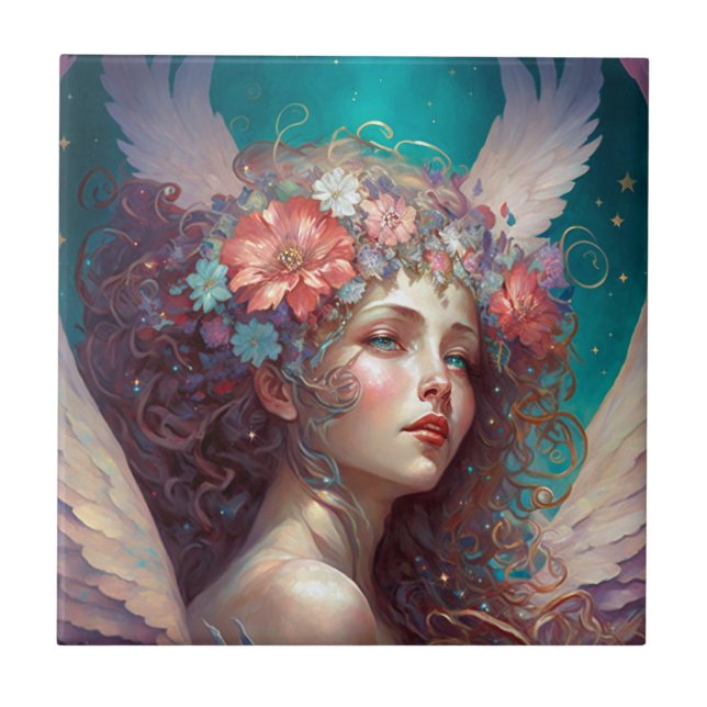 Azulejo De Cerâmica Angel Wings Fantasy Art (Frente)
