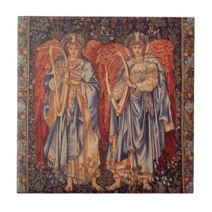 Azulejo De Cerâmica Angeli Laudantes (Anjos Louvando) por Burne Jones