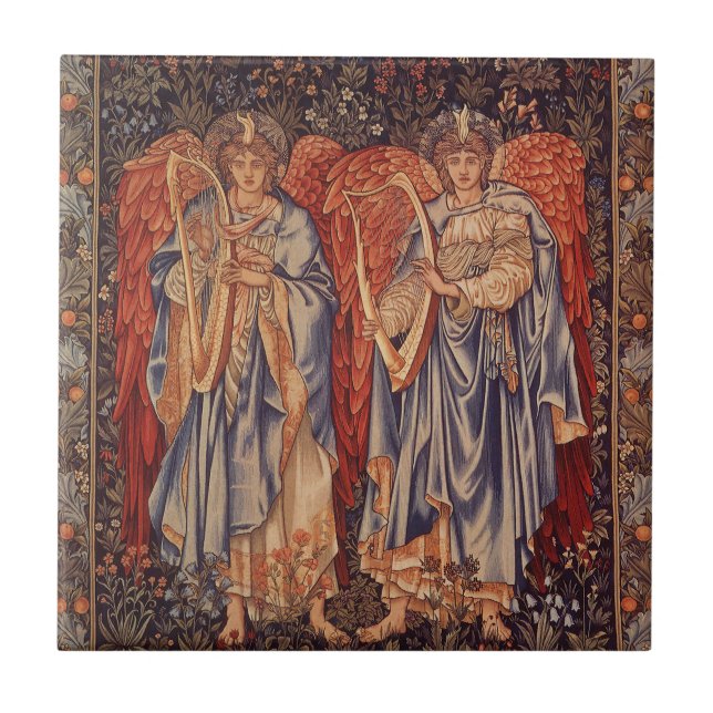 Azulejo De Cerâmica Angeli Laudantes por Sir Edward Coley Burne Jones (Frente)
