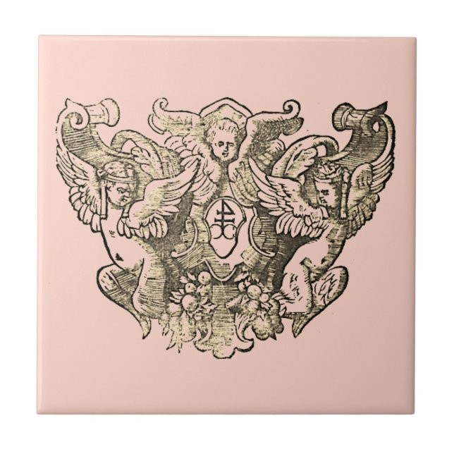 Azulejo De Cerâmica Angels – Coat of arms – Emblem rosa rose (Frente)