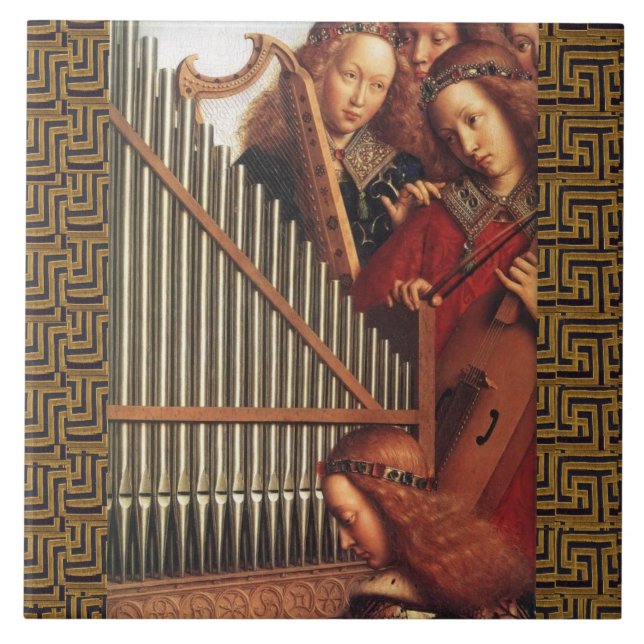 Azulejo De Cerâmica ANGELS JOGANDO MÚSICA por Jan Van Eyk (Frente)