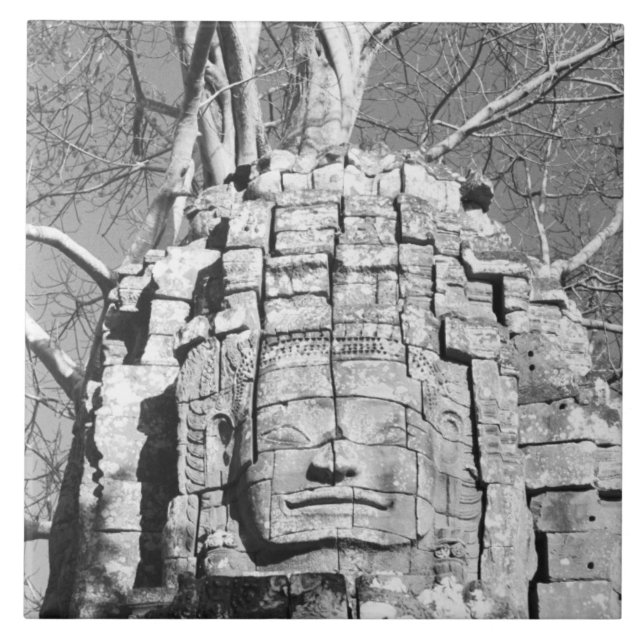 Azulejo De Cerâmica Angkor Cambodja, chefe do templo Som (Frente)