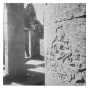 Azulejo De Cerâmica Angkor Camboja, Escultura Apsara no Bayon 2