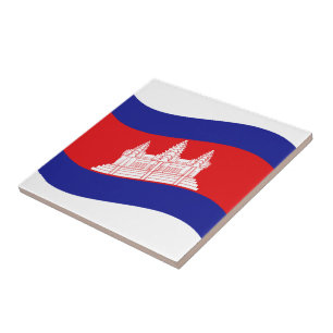 Azulejo De Cerâmica Angkor Wat Cambodian Flag Wave