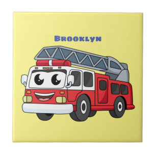 Azulejo De Cerâmica Animação de bombeiros felizes