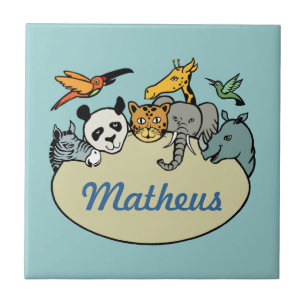 Azulejo De Cerâmica animais da família de zoológicos personalizados