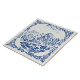 Azulejo De Cerâmica Animais da Fazenda Cena Rural Delft Azul Vintage