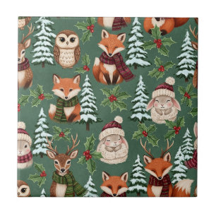 Azulejo De Cerâmica Animais da Floresta de Inverno Fofos – Festa (3)