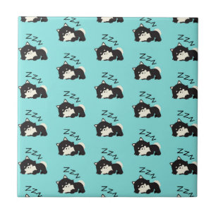 Azulejo De Cerâmica Animais de Cão Pomeranianos Que Dormem, Pet ZZZ