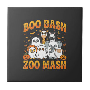Azulejo De Cerâmica Animais do Zoológico no Halloween Boo Bash Zoo Mas