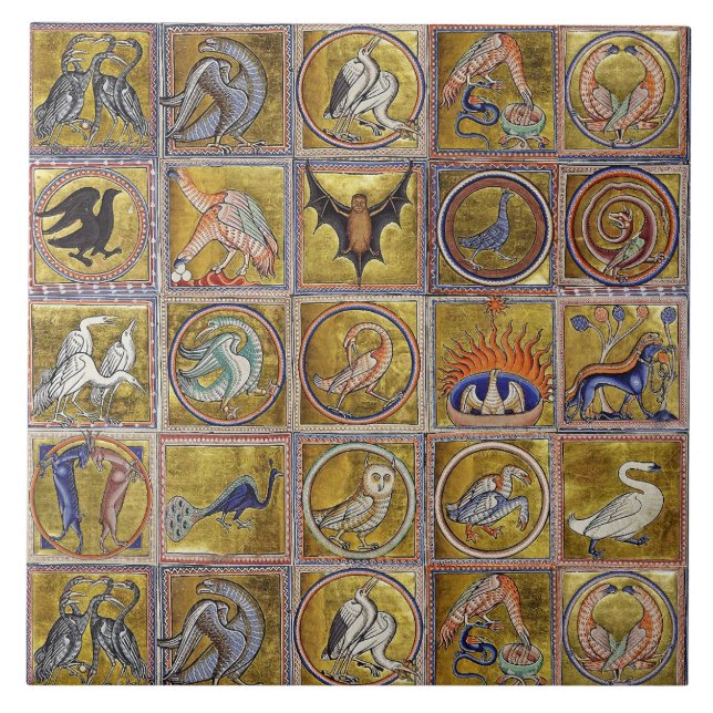 AZULEJO DE CERÂMICA  ANIMAIS MÉDIOS BESTIÁRIOS, FANTÁSTICOS, AZUL VERME (Frente)