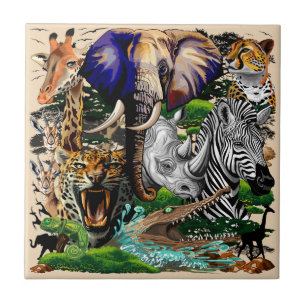 Azulejo De Cerâmica Animais Selvagens da savana africana
